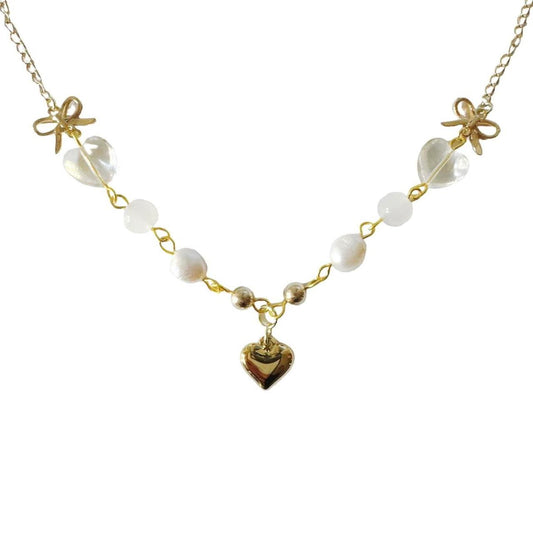 Gold Heart Beaded Necklace