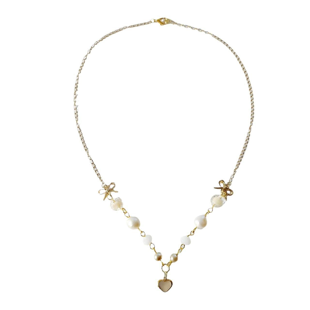 Gold Shell Heart Beaded Necklace