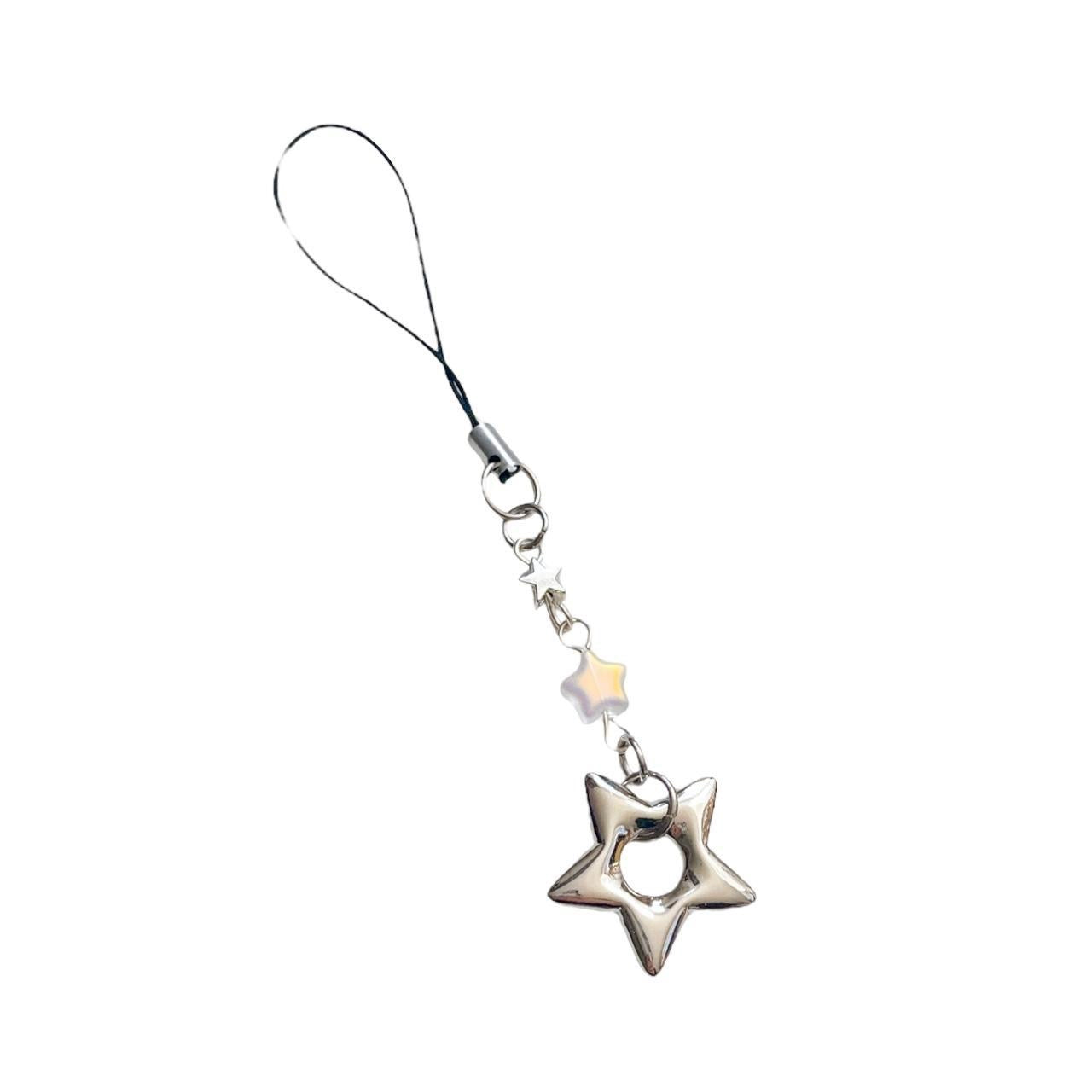 Silver Puffy Star Phone Charm