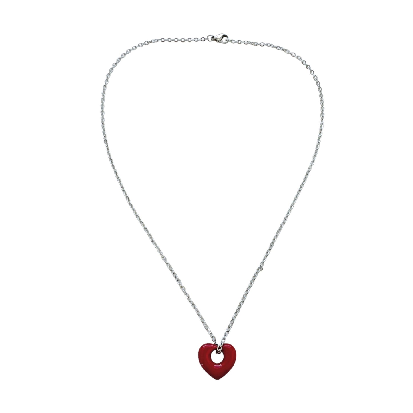 Red Puffy Heart Necklace