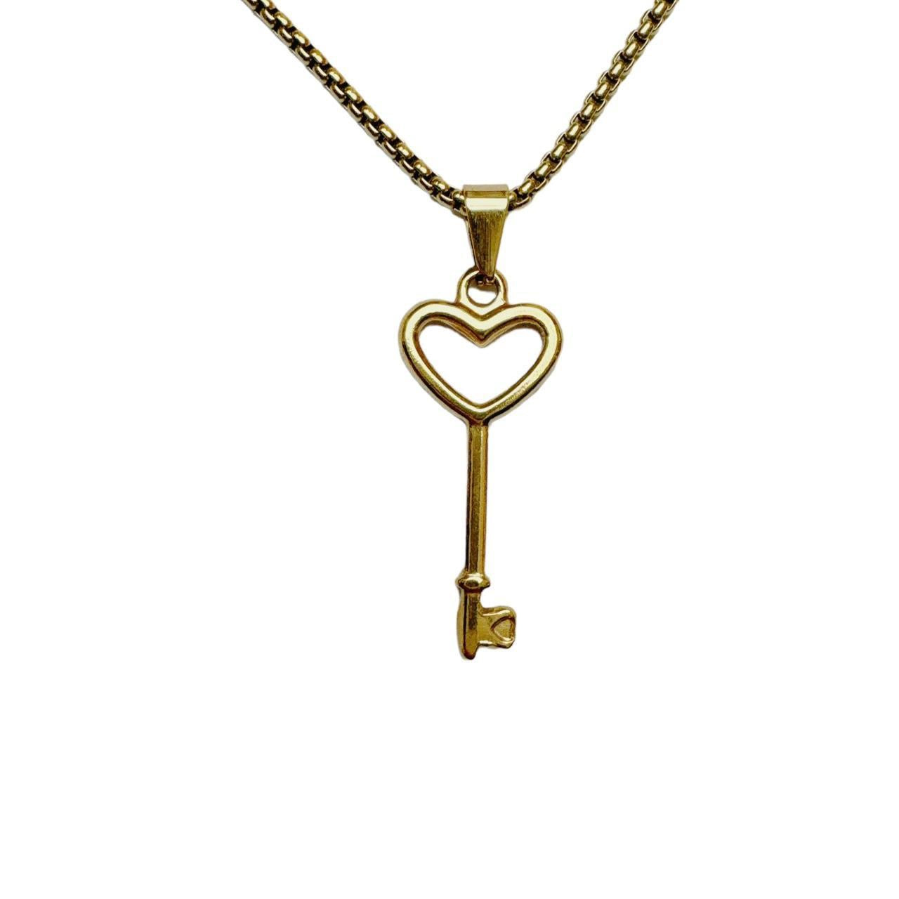 Gold Heart Key Necklace