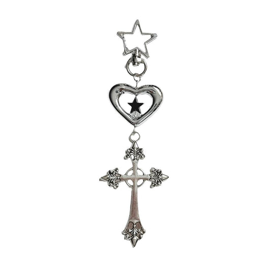 heart cross keychain - large cross version