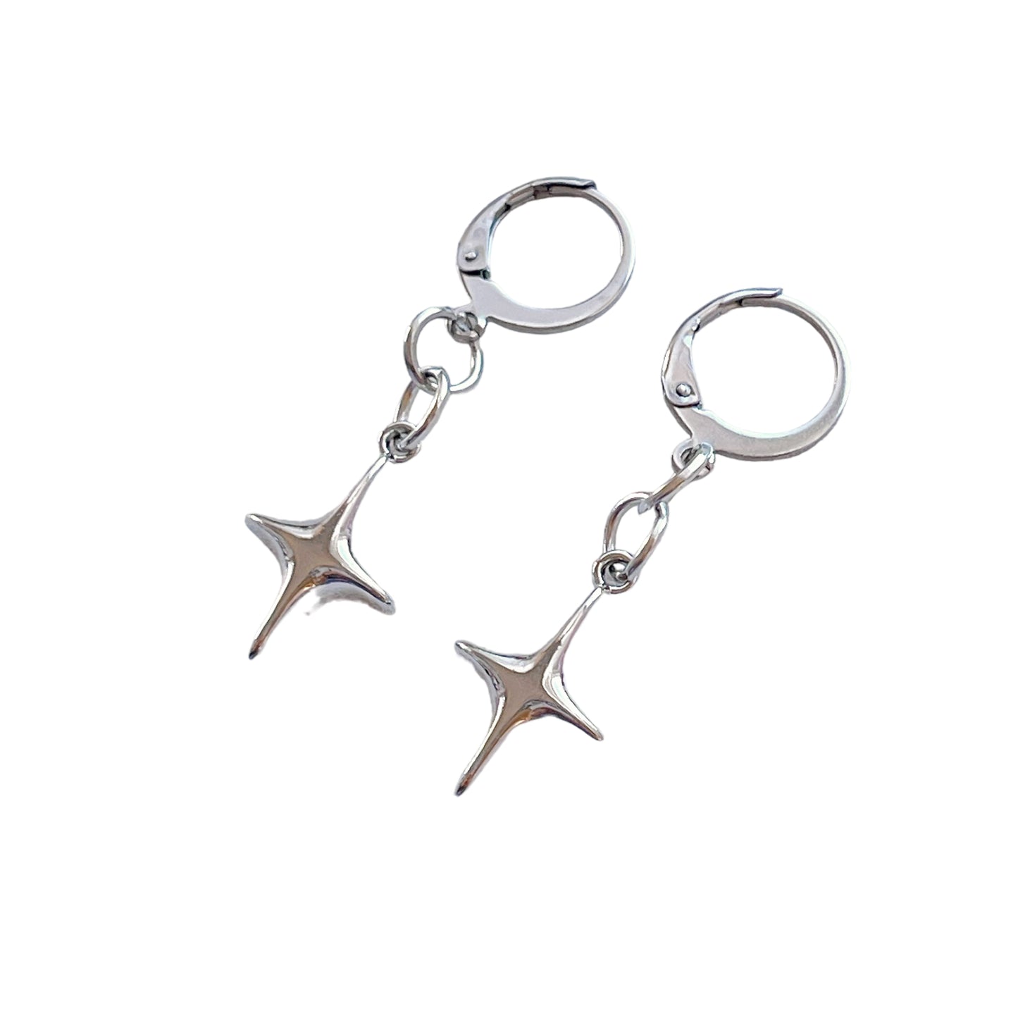 Silver Sparkle Star Huggie Earrings