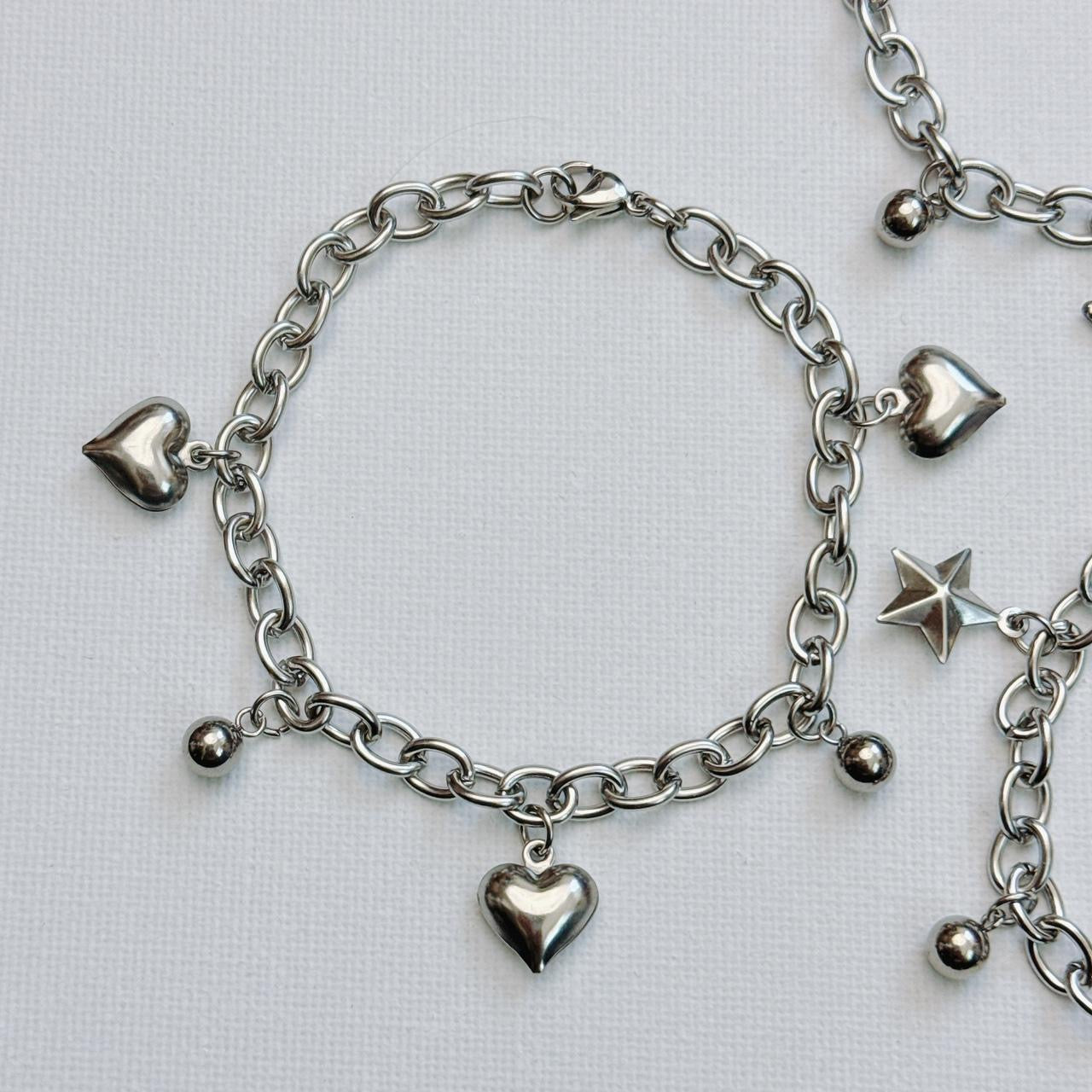 silver heart charm bracelet