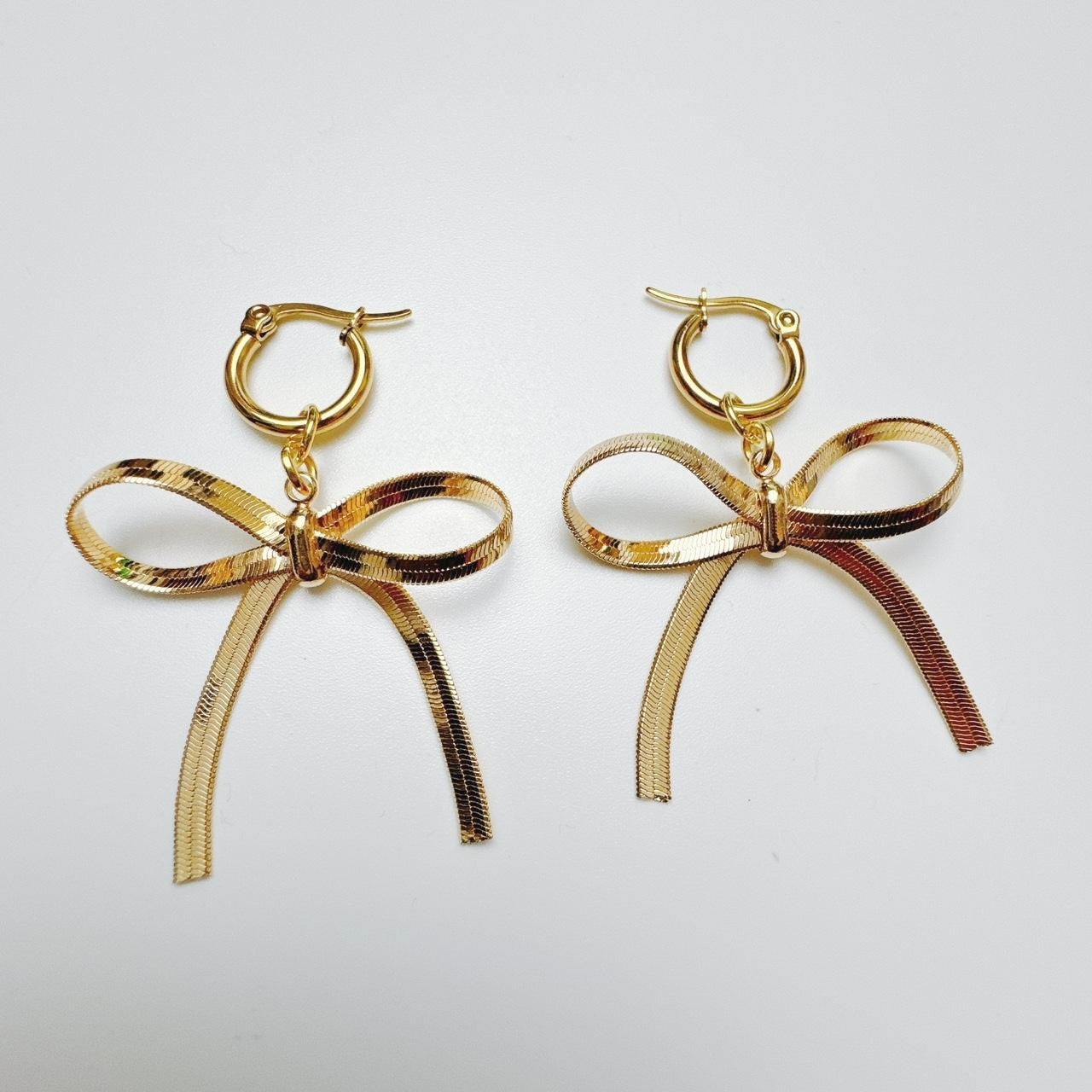 Gold Bow Hoop Earrings