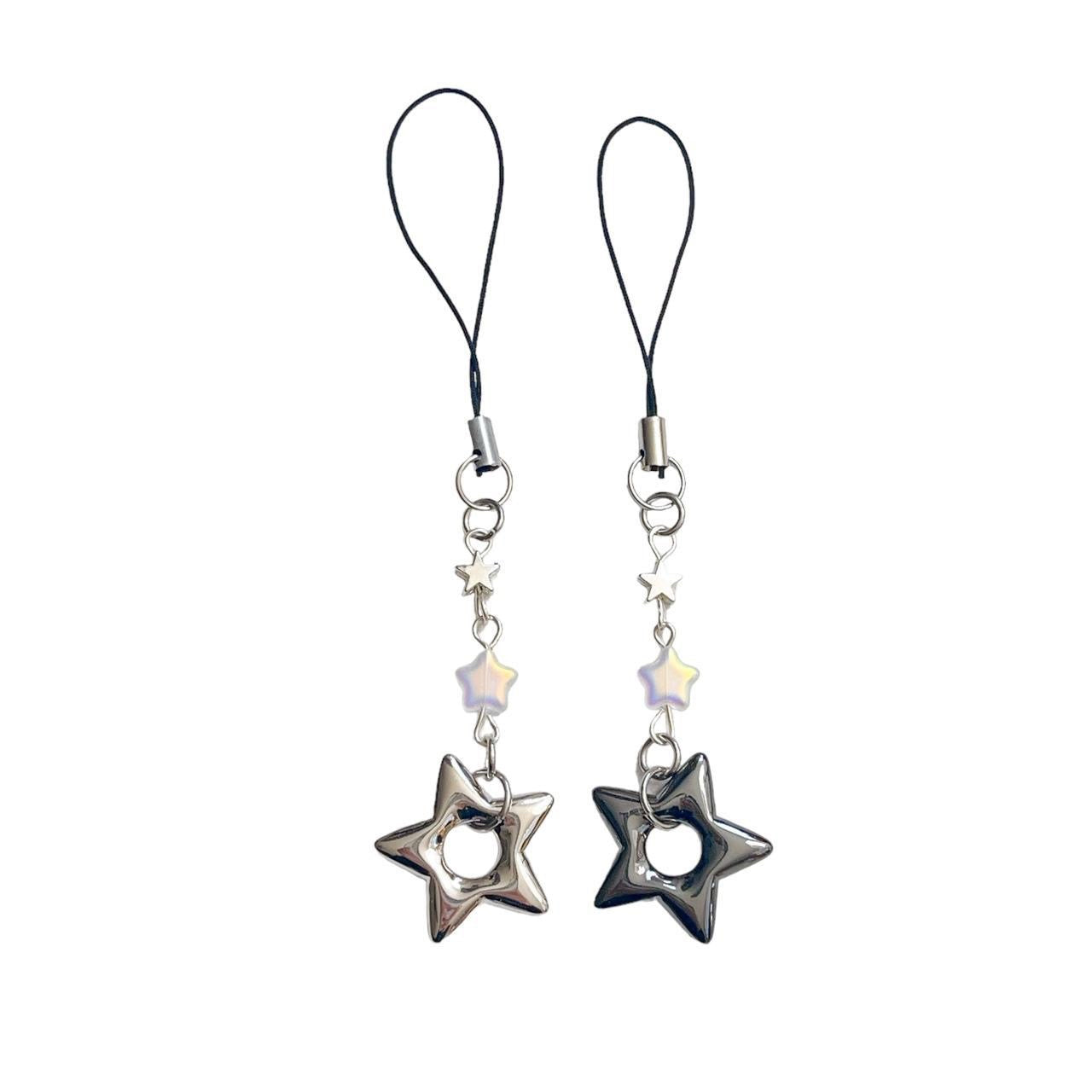 Silver Puffy Star Phone Charm