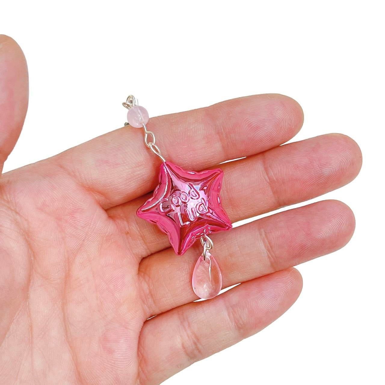 Good Luck Star Phone Charm - Pink