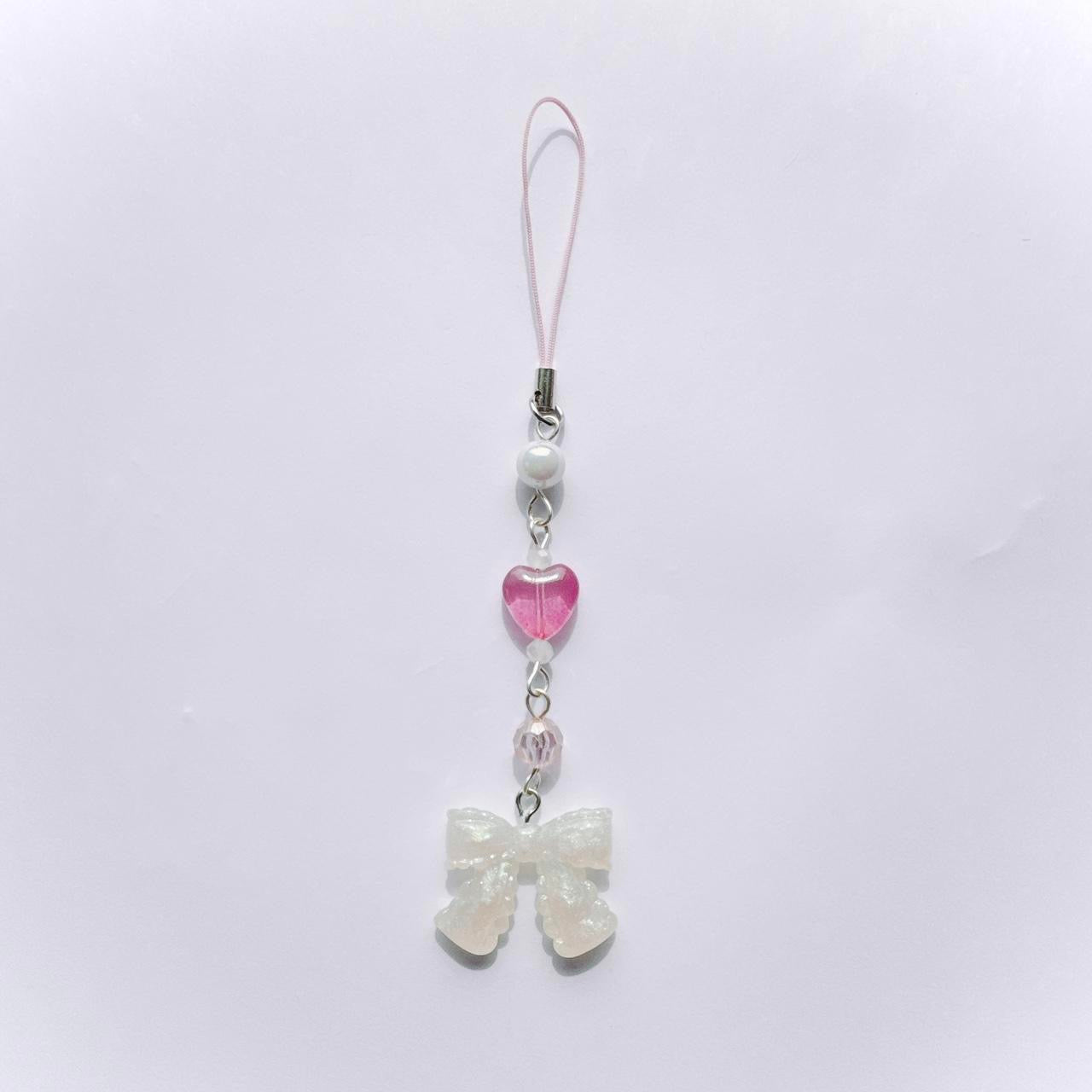 White Bow Phone Charm