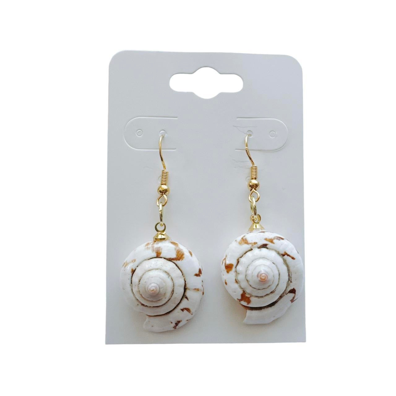 gold spiral shell earrings