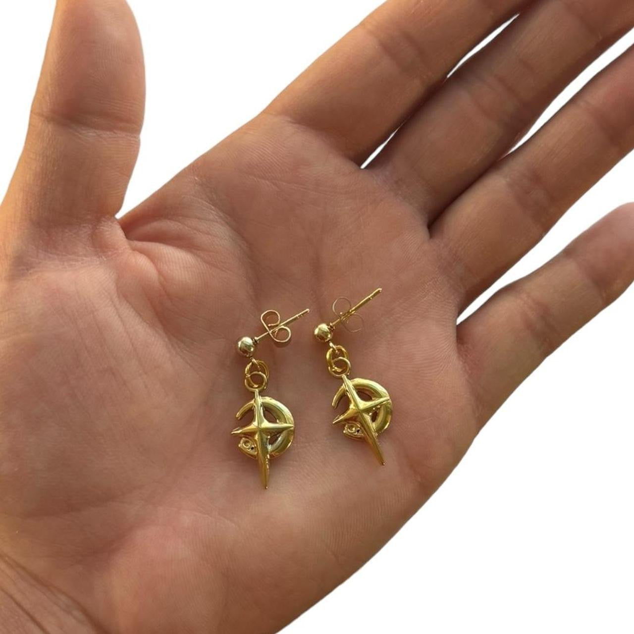 Gold Star Sparkle Moon Earrings