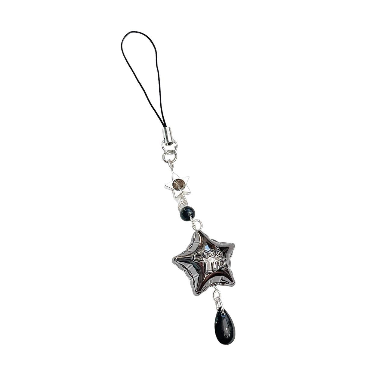 Good Luck Star Phone Charm - Black