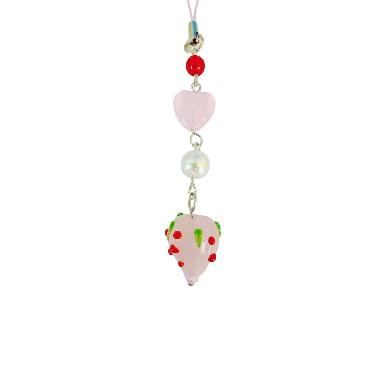 Pink Strawberry Phone Charm