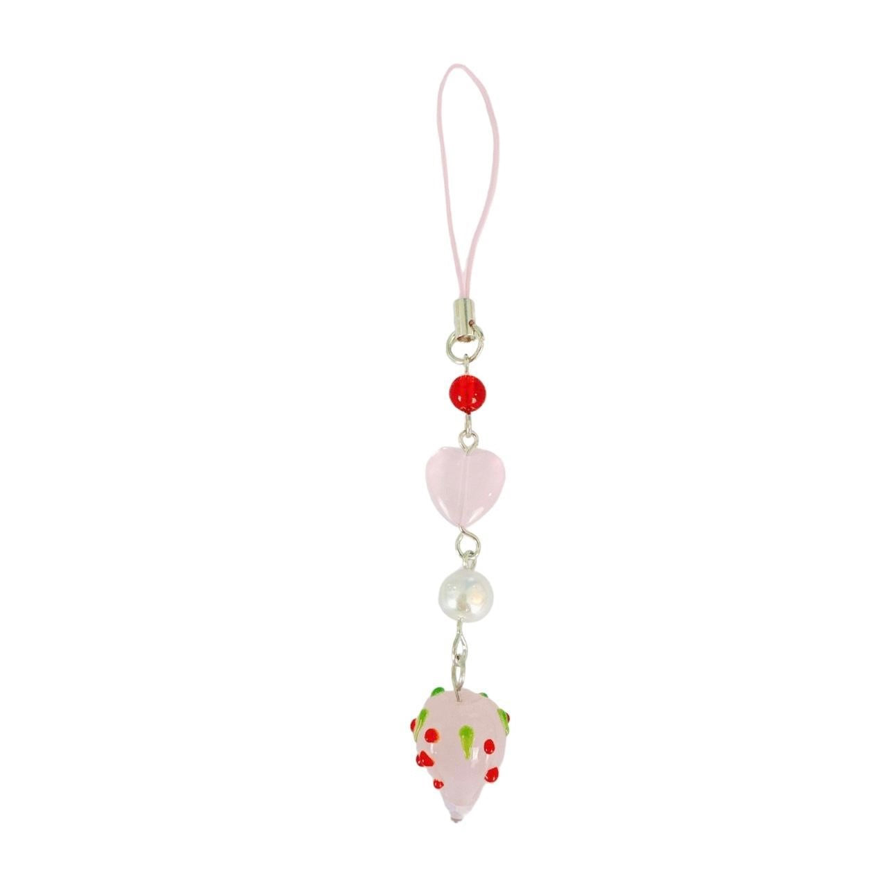 Pink Strawberry Phone Charm