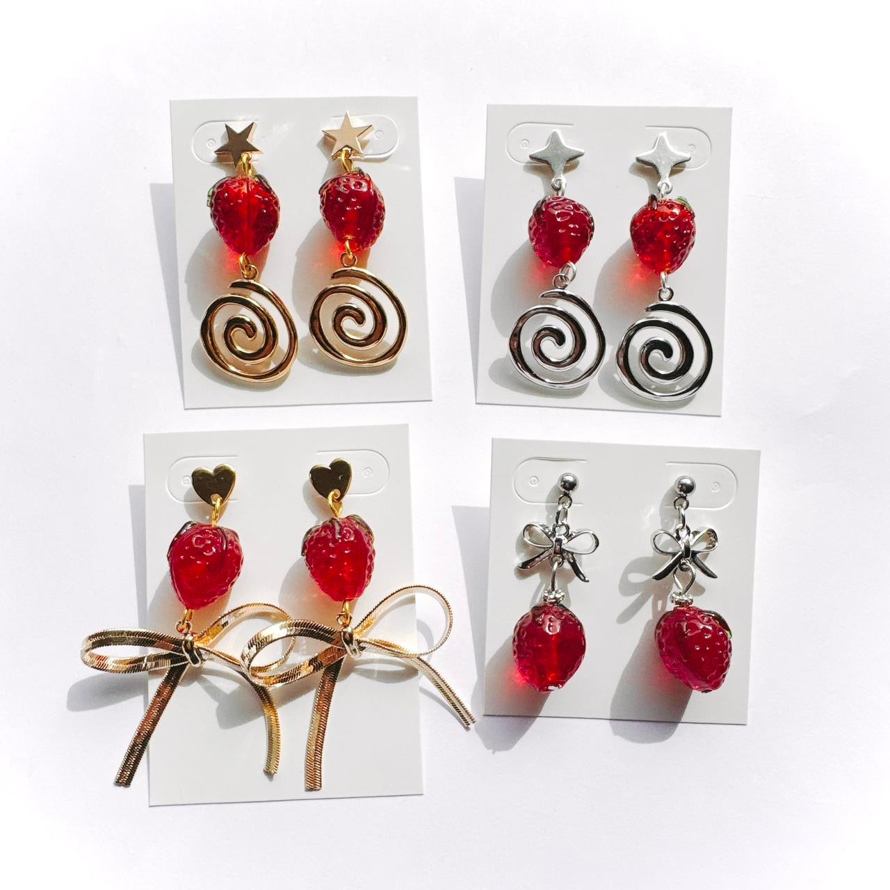 Silver Strawberry Swirl Earrings