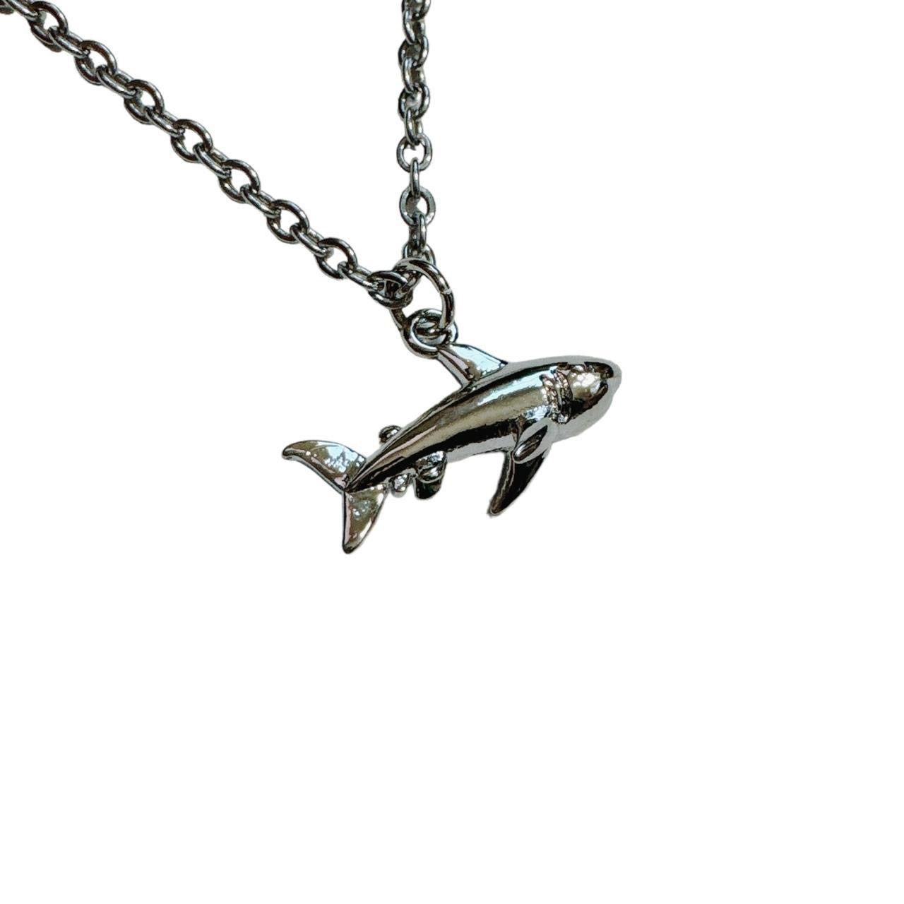 silver shark necklace