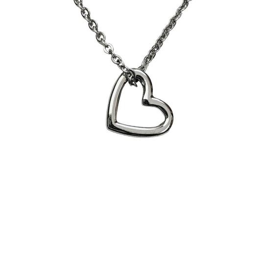 silver hollow heart necklace