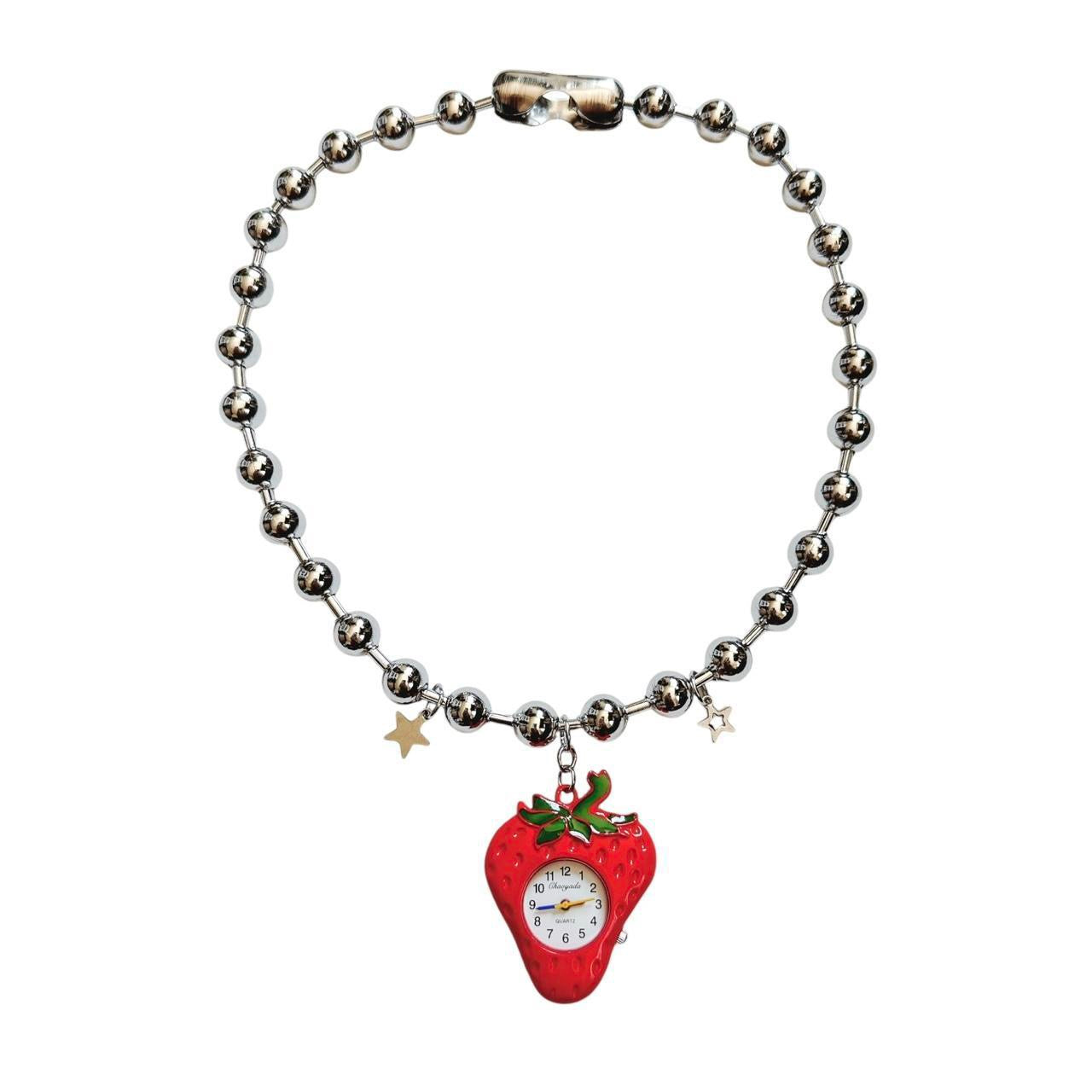 strawberry watch necklace - ball chain