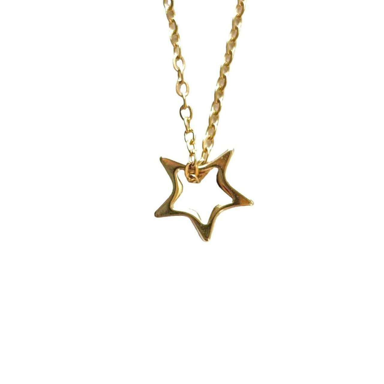 Gold Hollow Asymmetrical Star Necklace