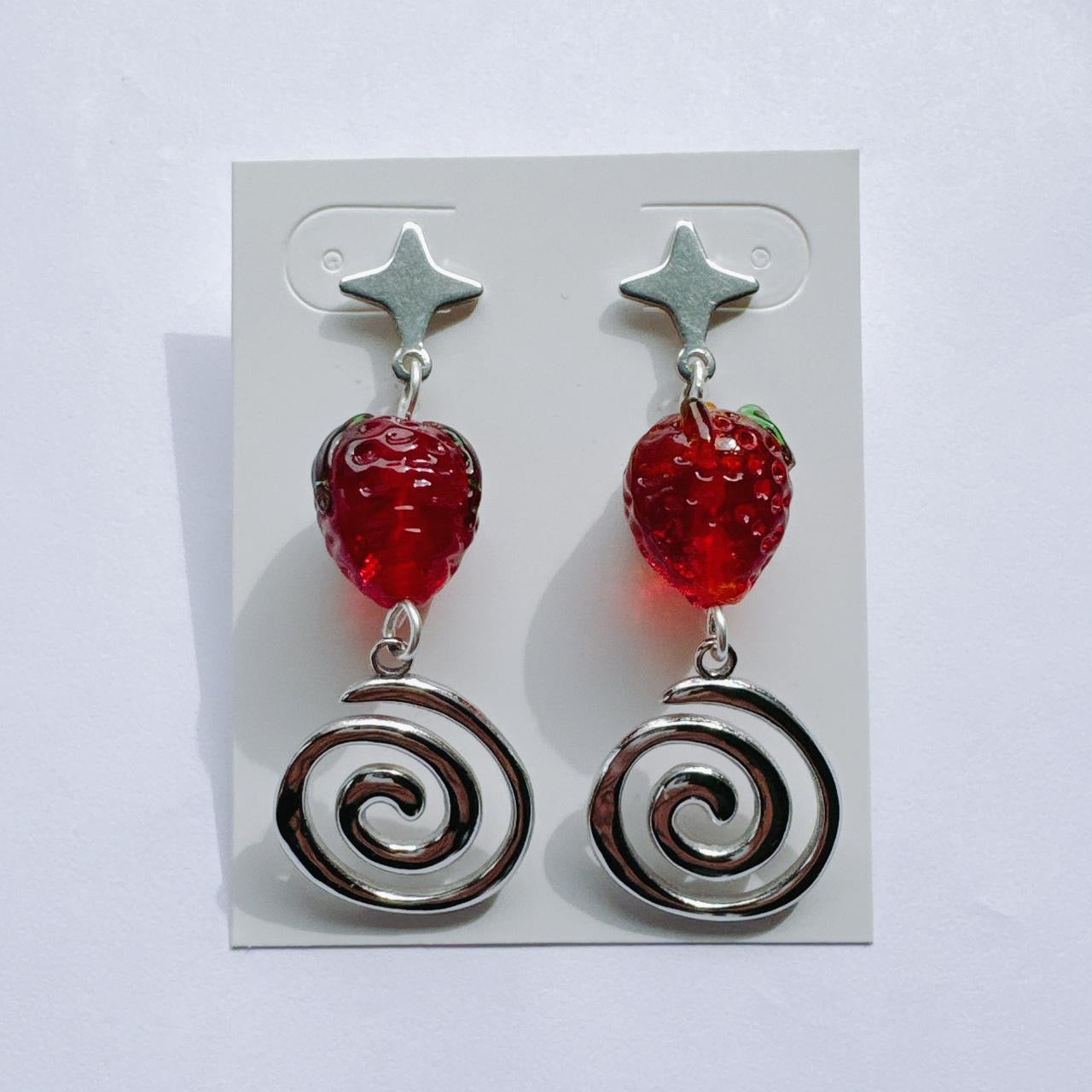 Silver Strawberry Swirl Earrings