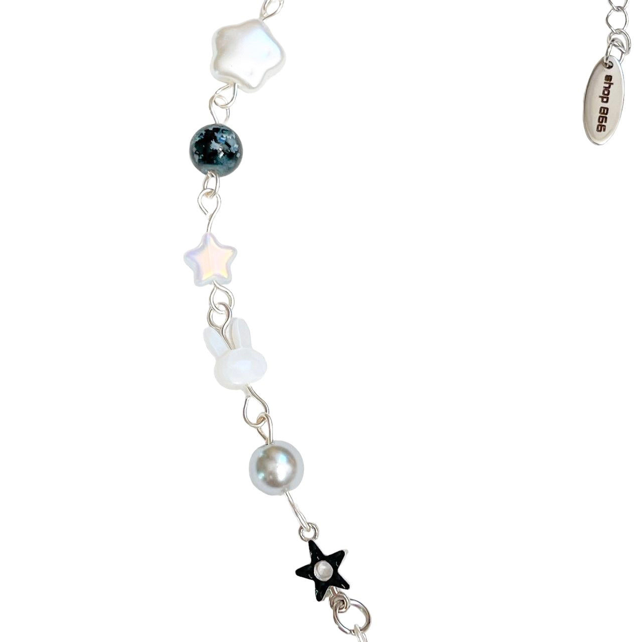 Black Asymmetrical Star Beaded Necklace