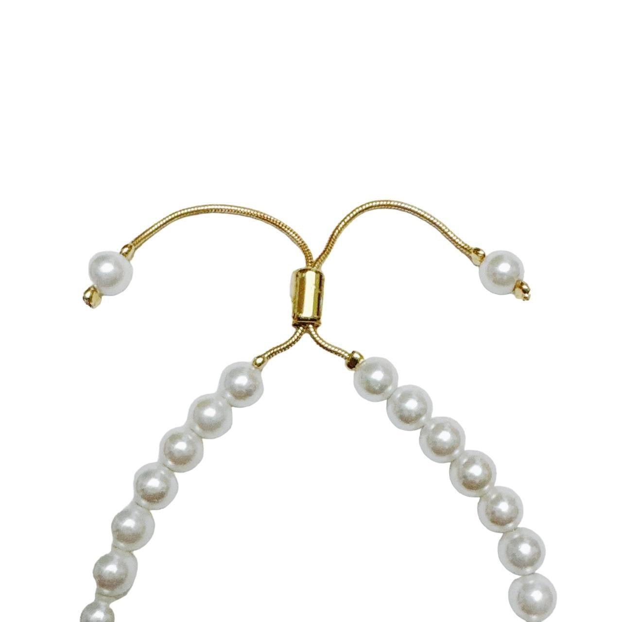 Gold Heart Pearl Slider Bracelet