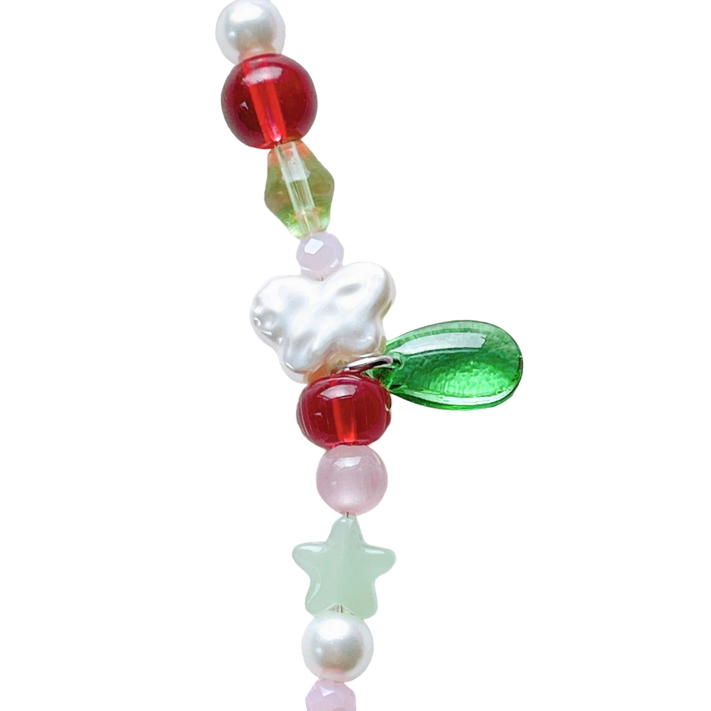 Glass Strawberry Beaded Necklace