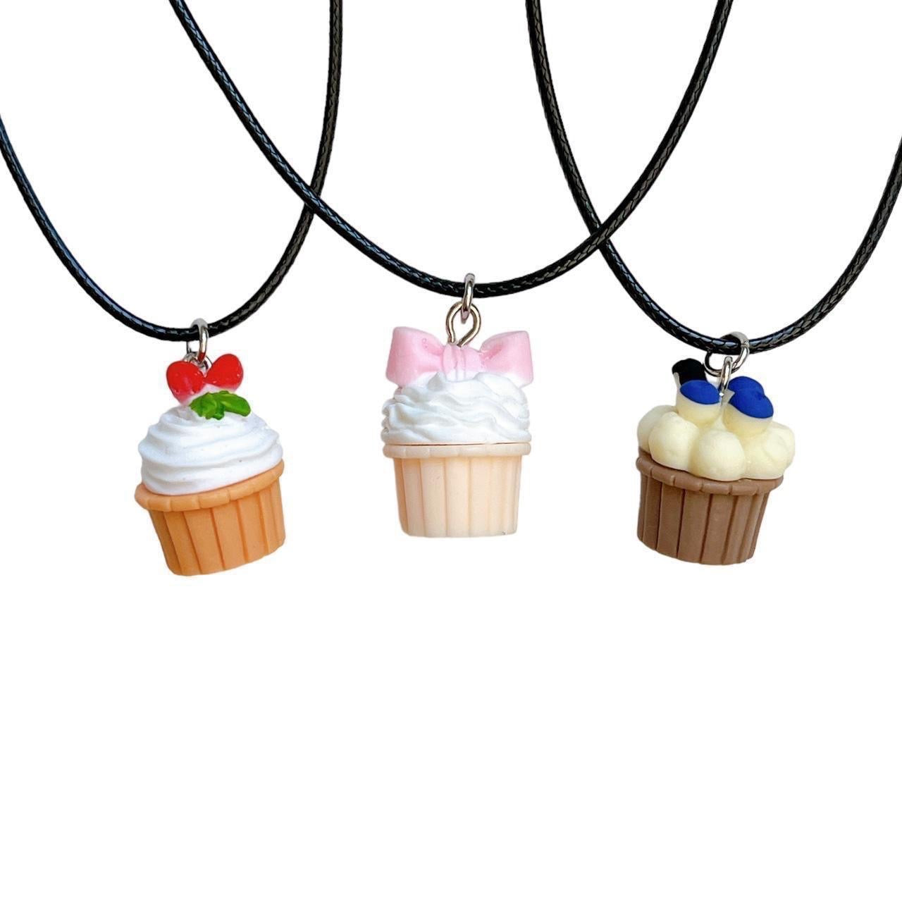 Bow Cupcake Cord Necklace