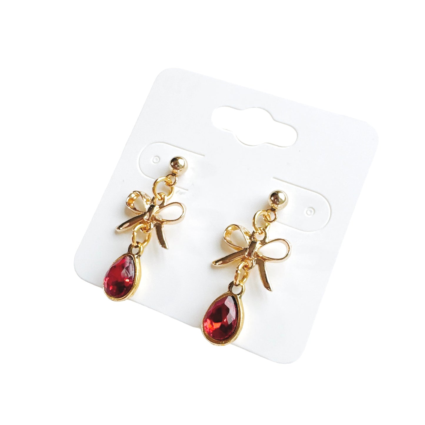 Gold Bow Droplet Earrings