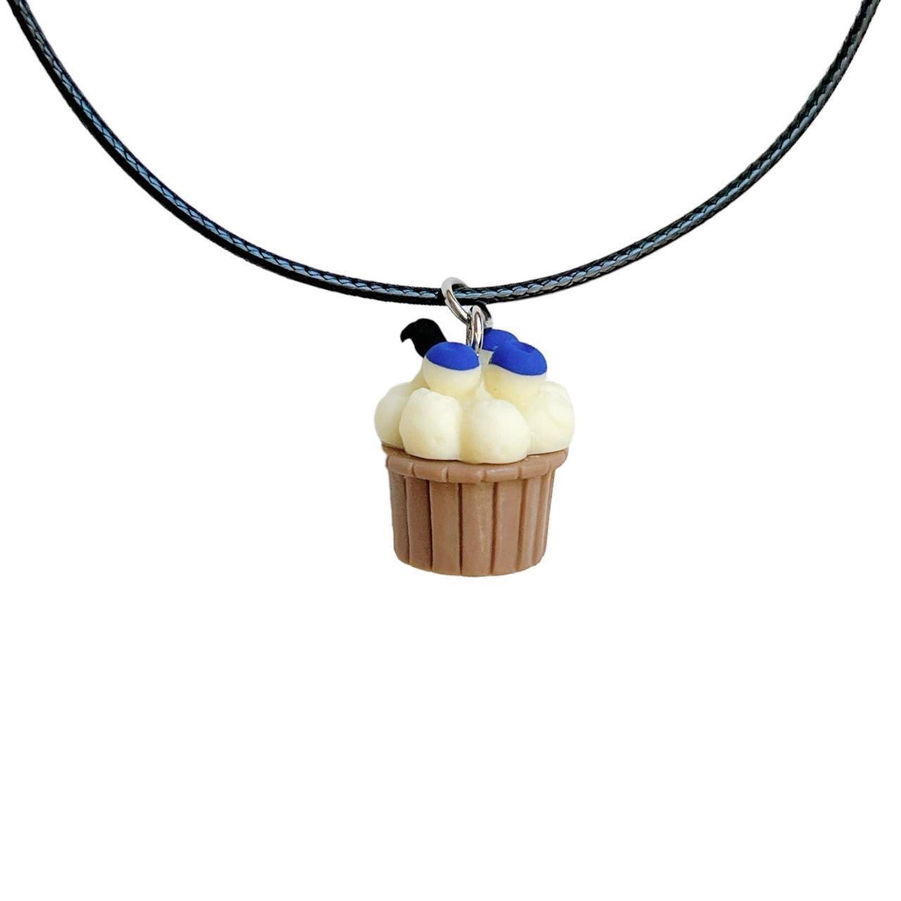 Blueberry Cupcake Cord Necklace