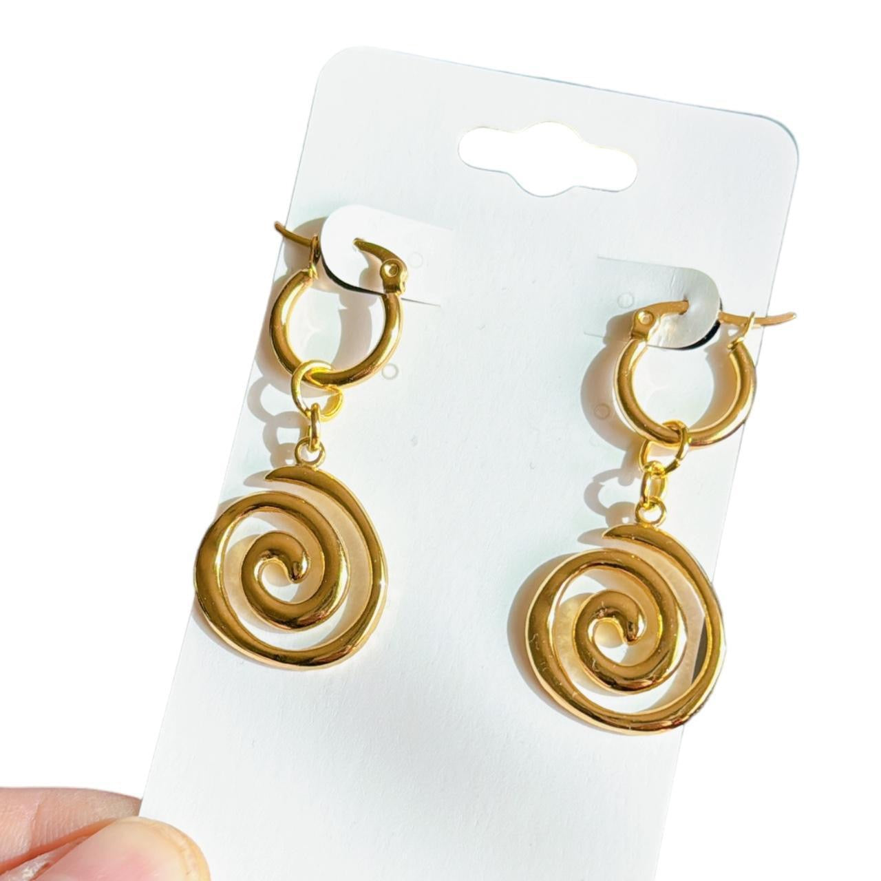 Gold Spiral Hoop Earrings