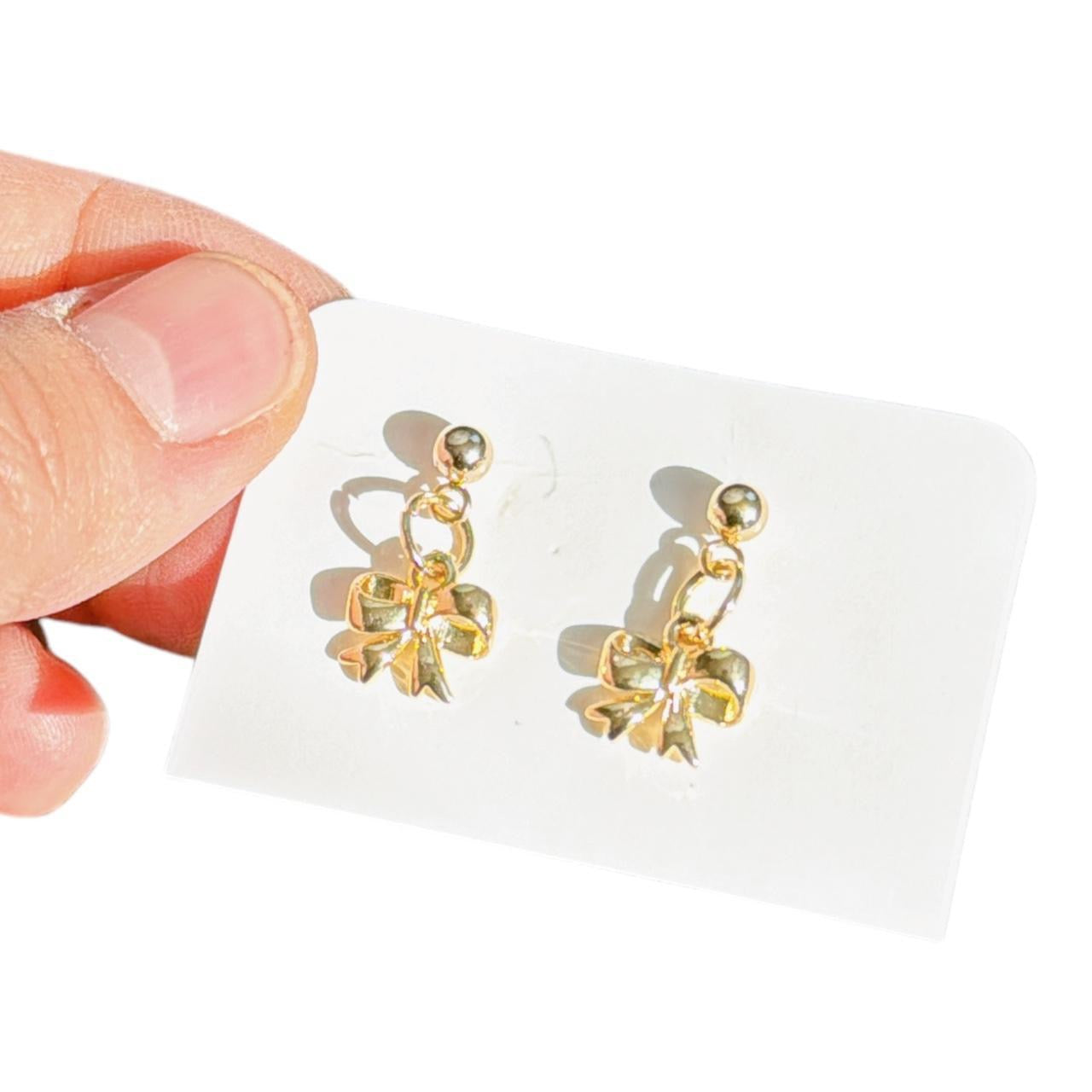 Dainty Gold Bow Earrings