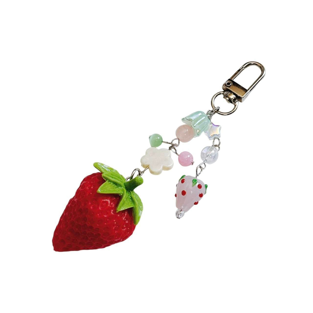 strawberry keychain - flower