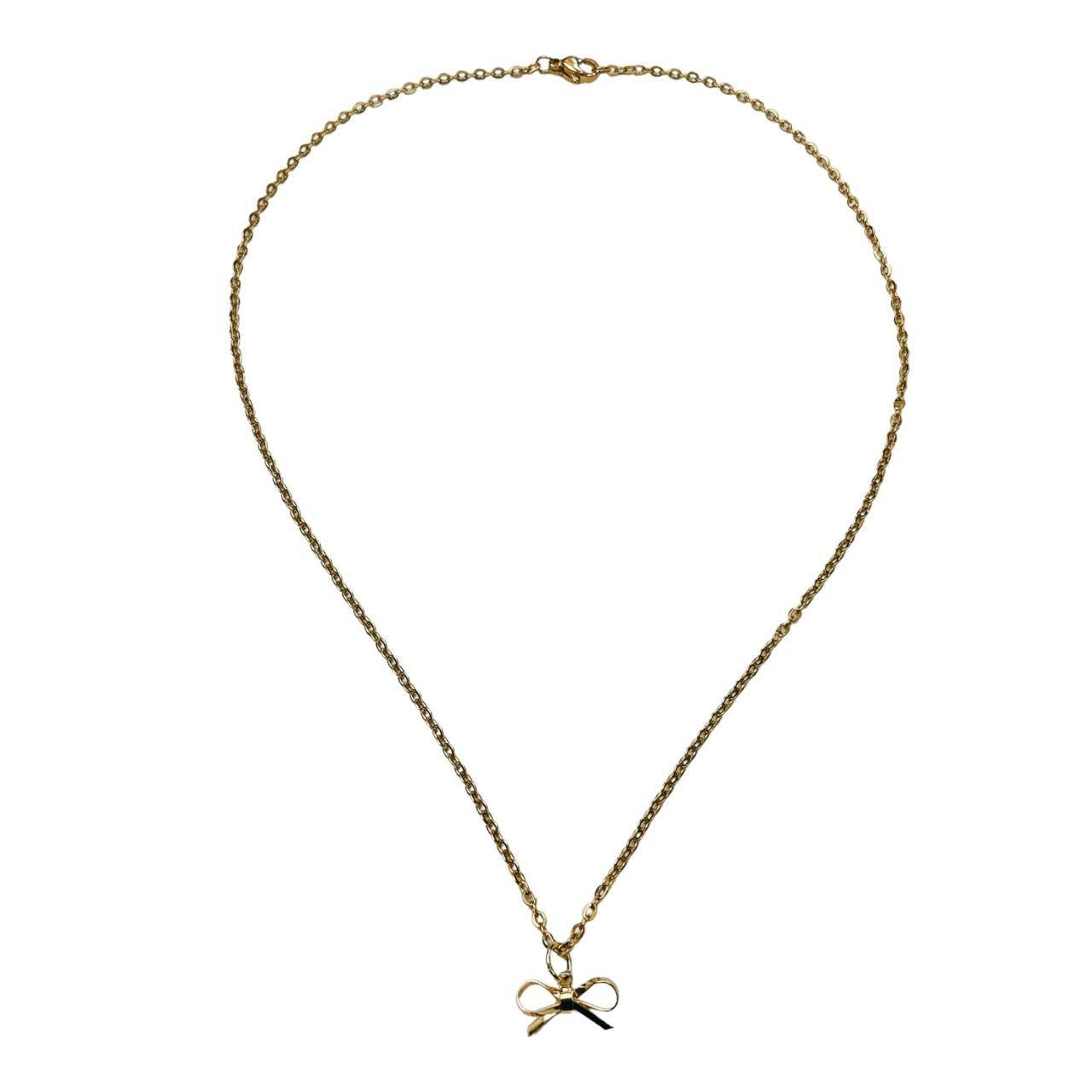 gold dainty bow necklace