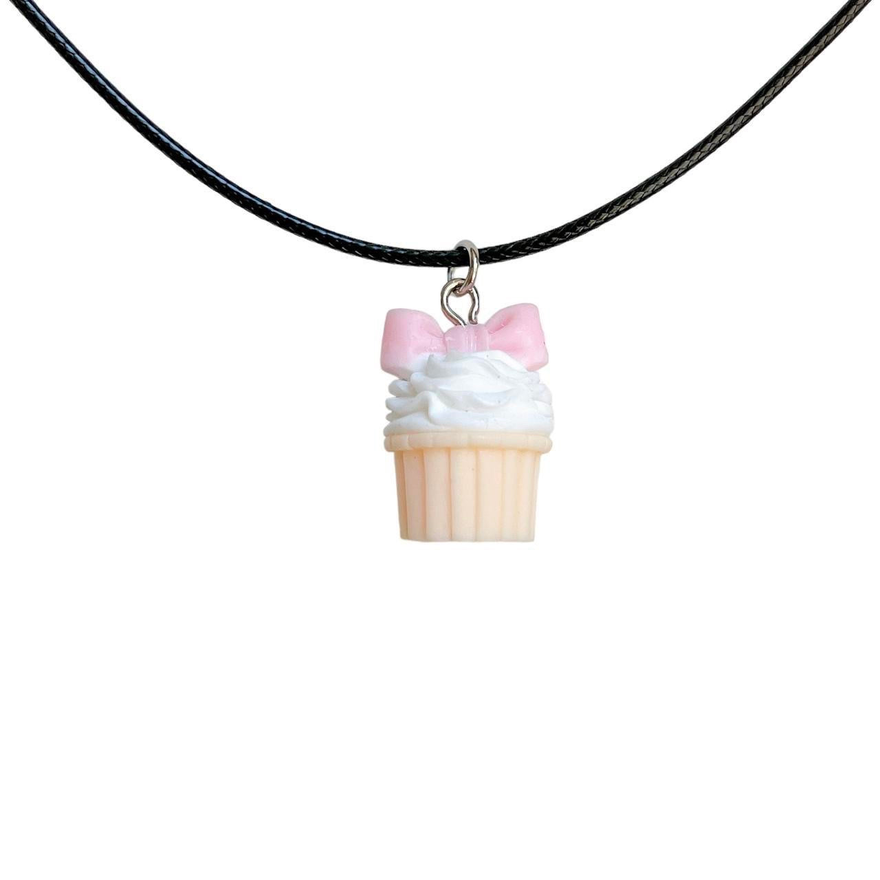 Bow Cupcake Cord Necklace