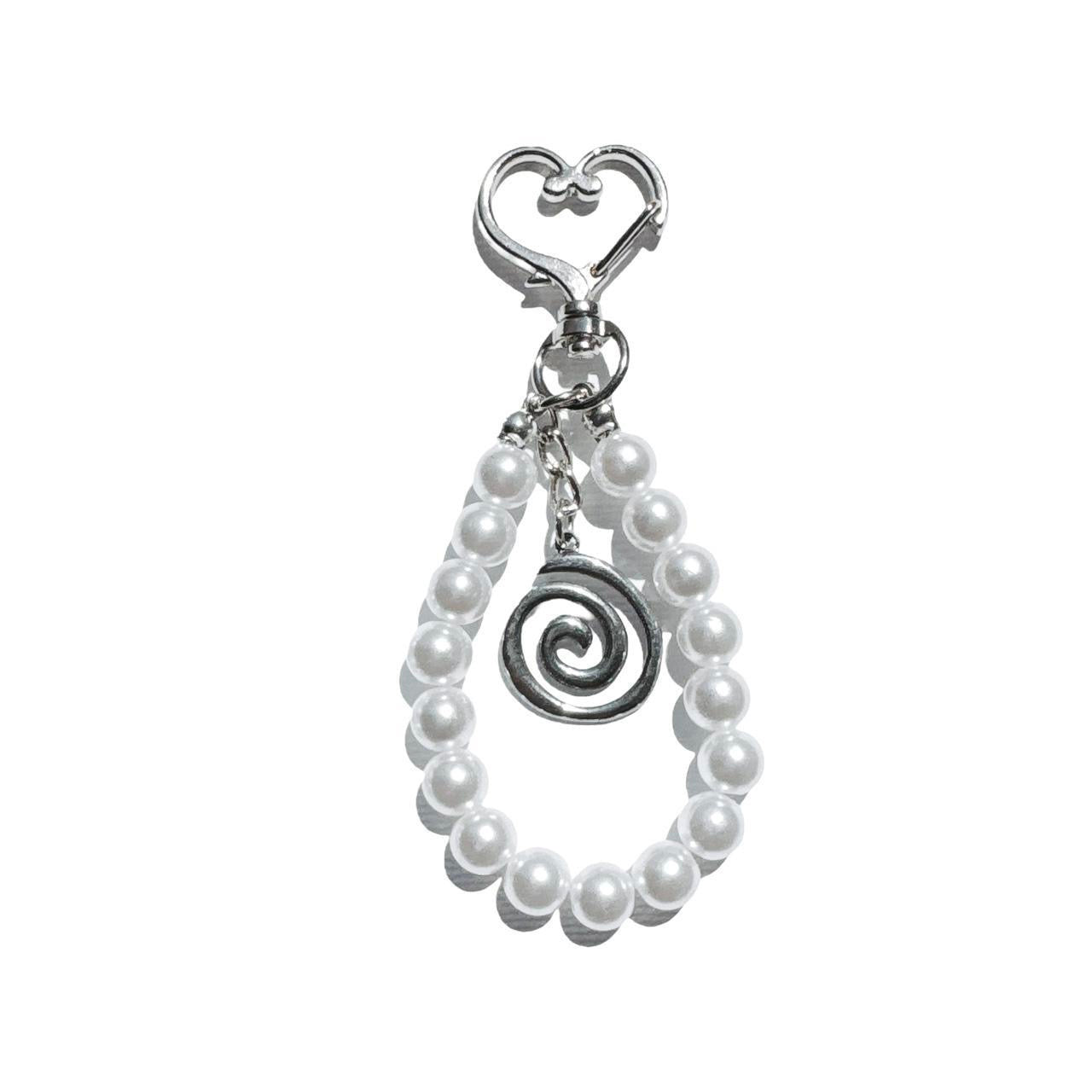 silver spiral beaded keychain