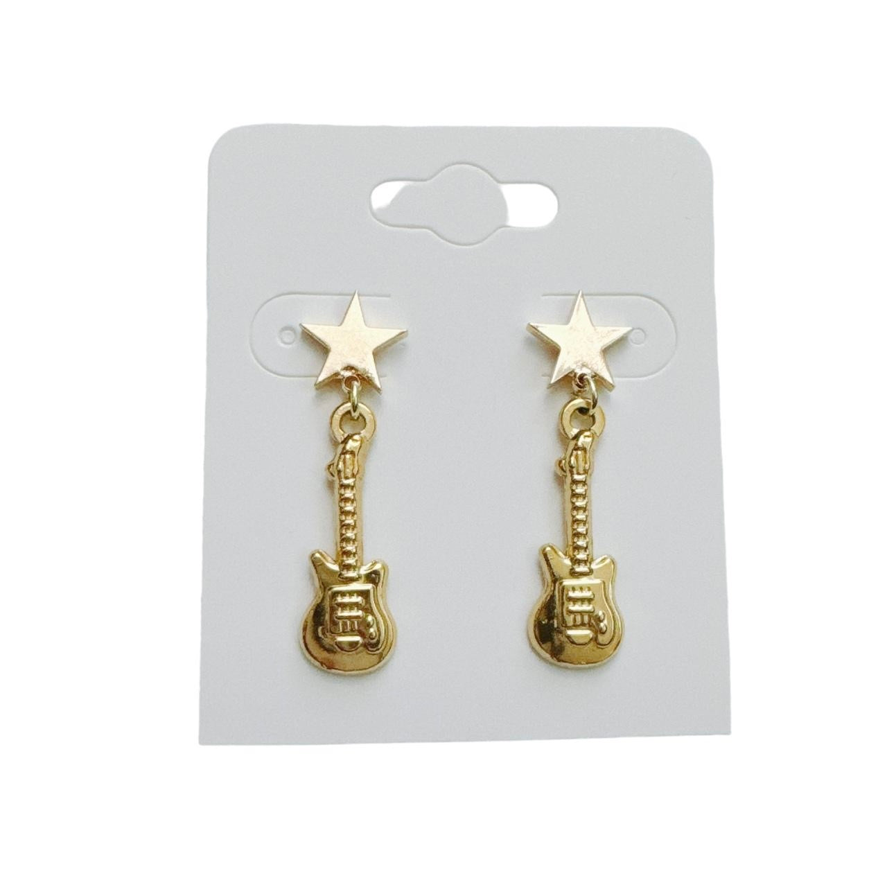 gold star & guitar earrings