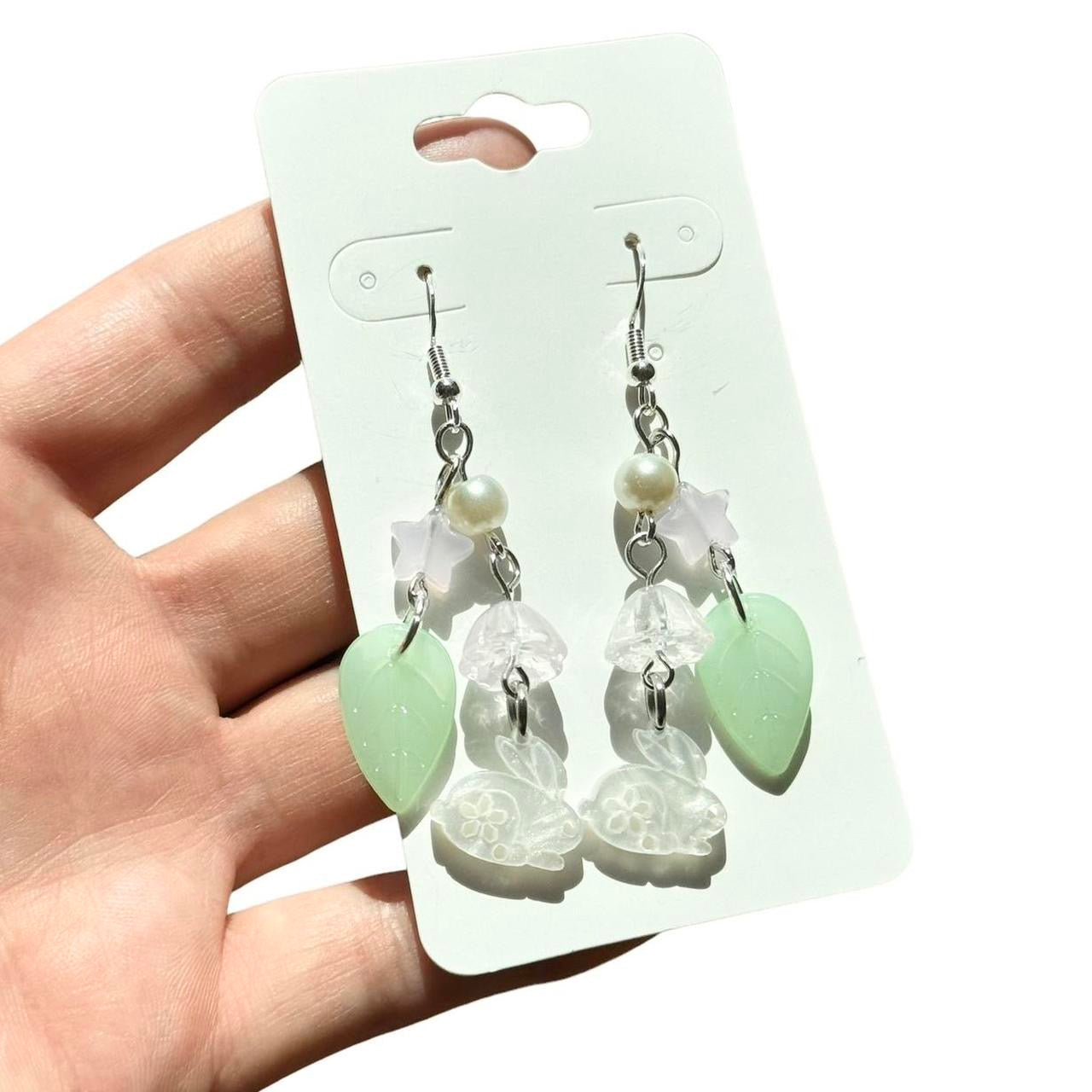 seashell bunny beaded earrings