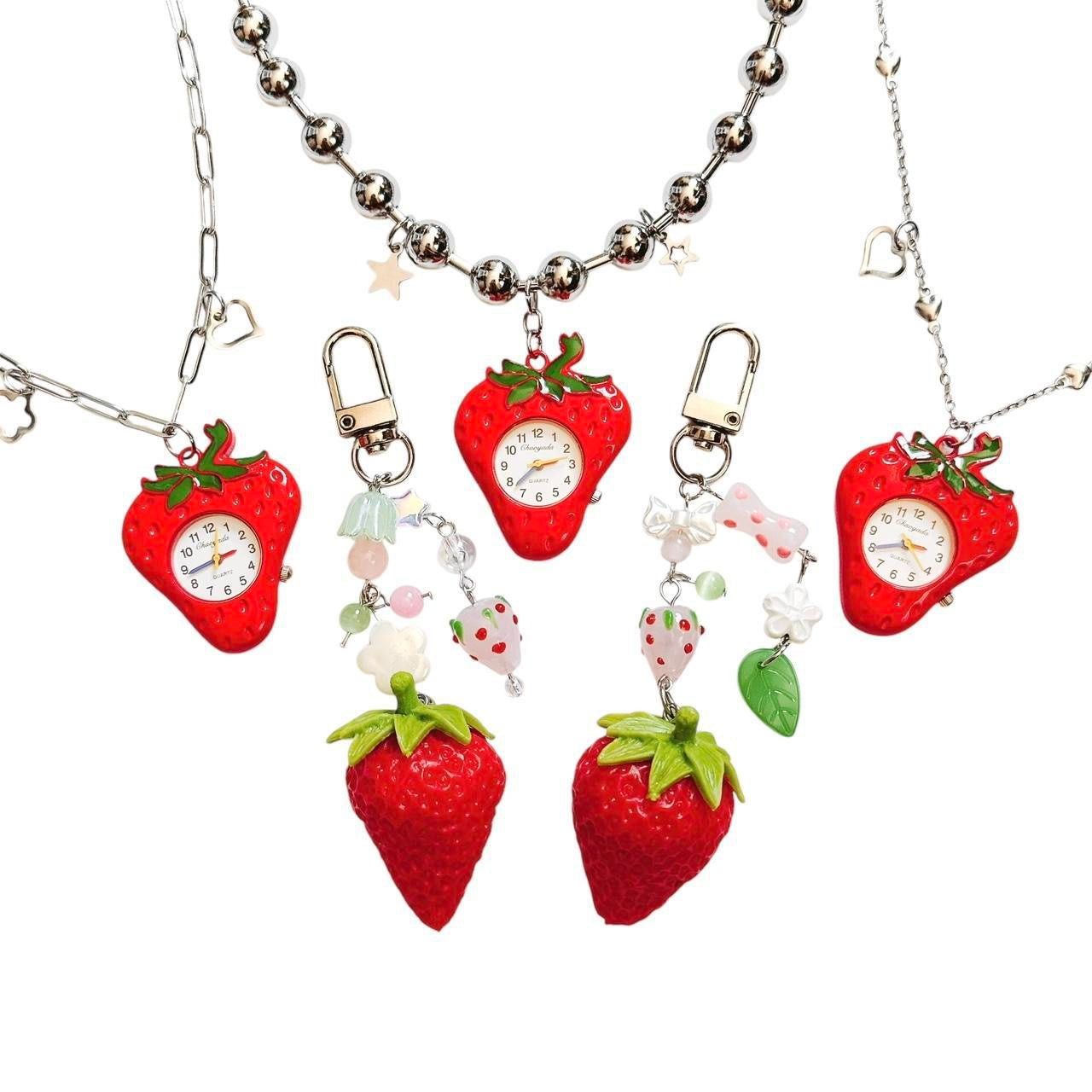 strawberry watch necklace - ball chain