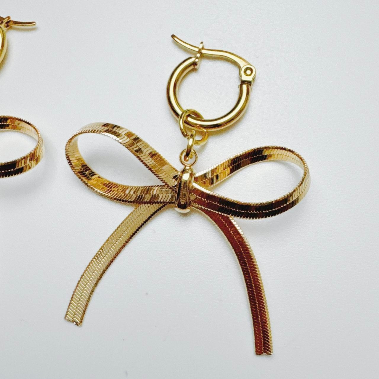 Gold Bow Hoop Earrings