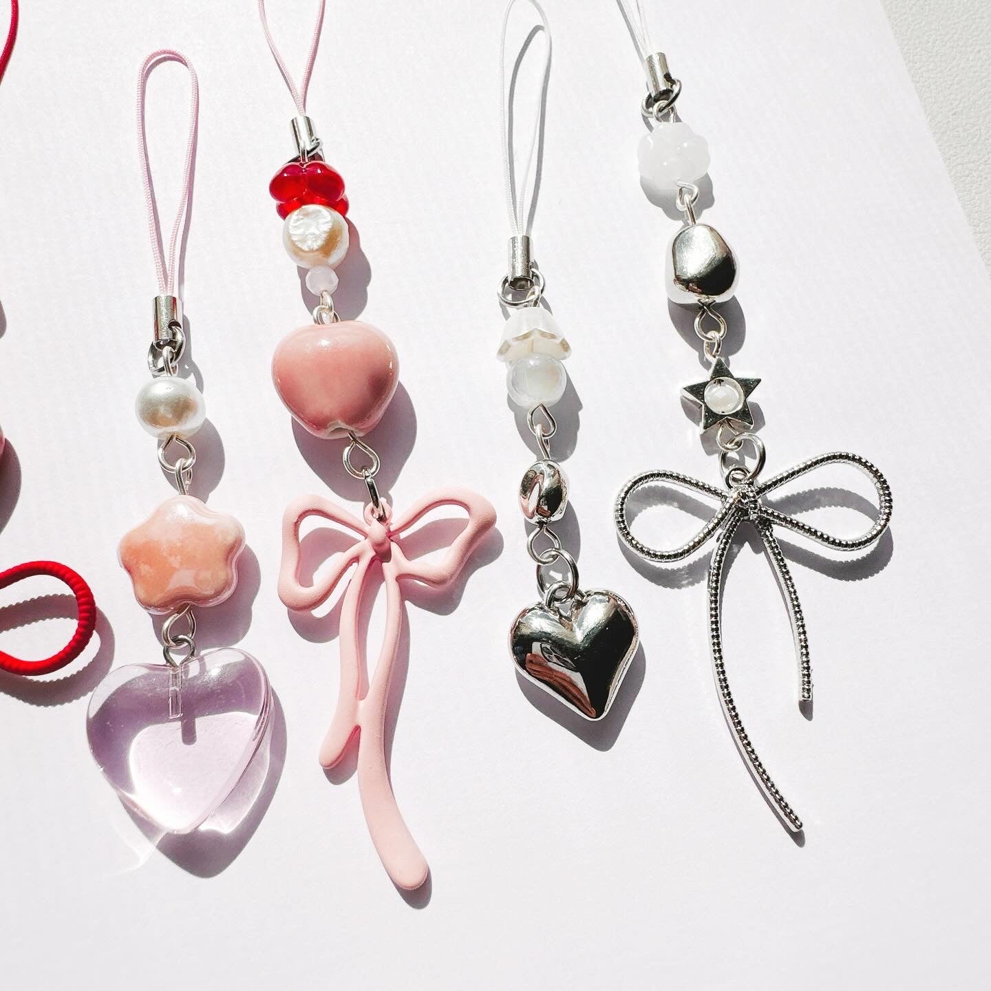 Pink Glass Heart Phone Charm