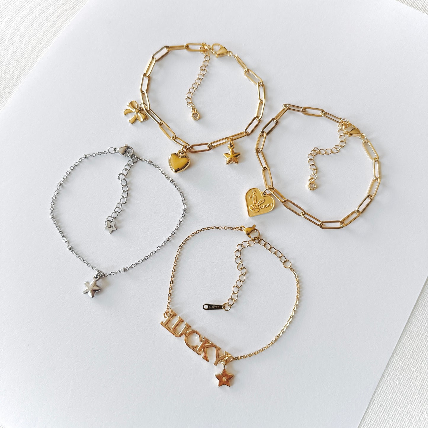 Gold Lucky Bunny Heart Bracelet