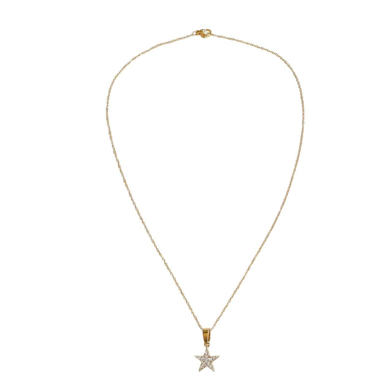 Gold Dainty Rhinestone Star Necklace