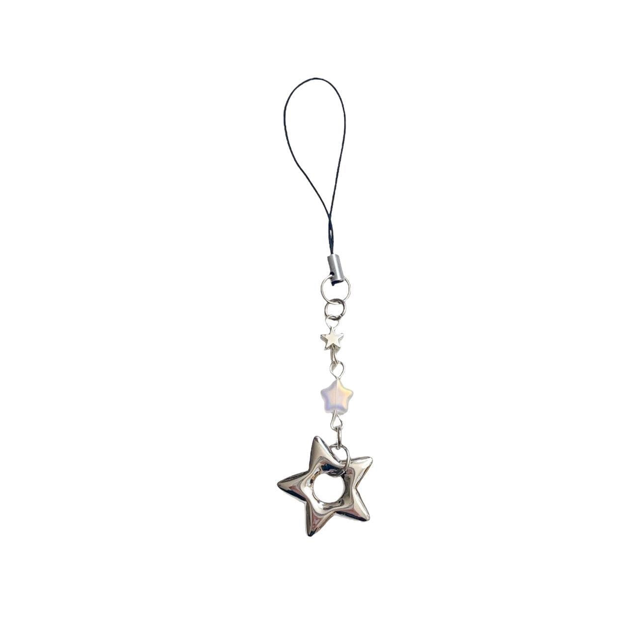 Silver Puffy Star Phone Charm