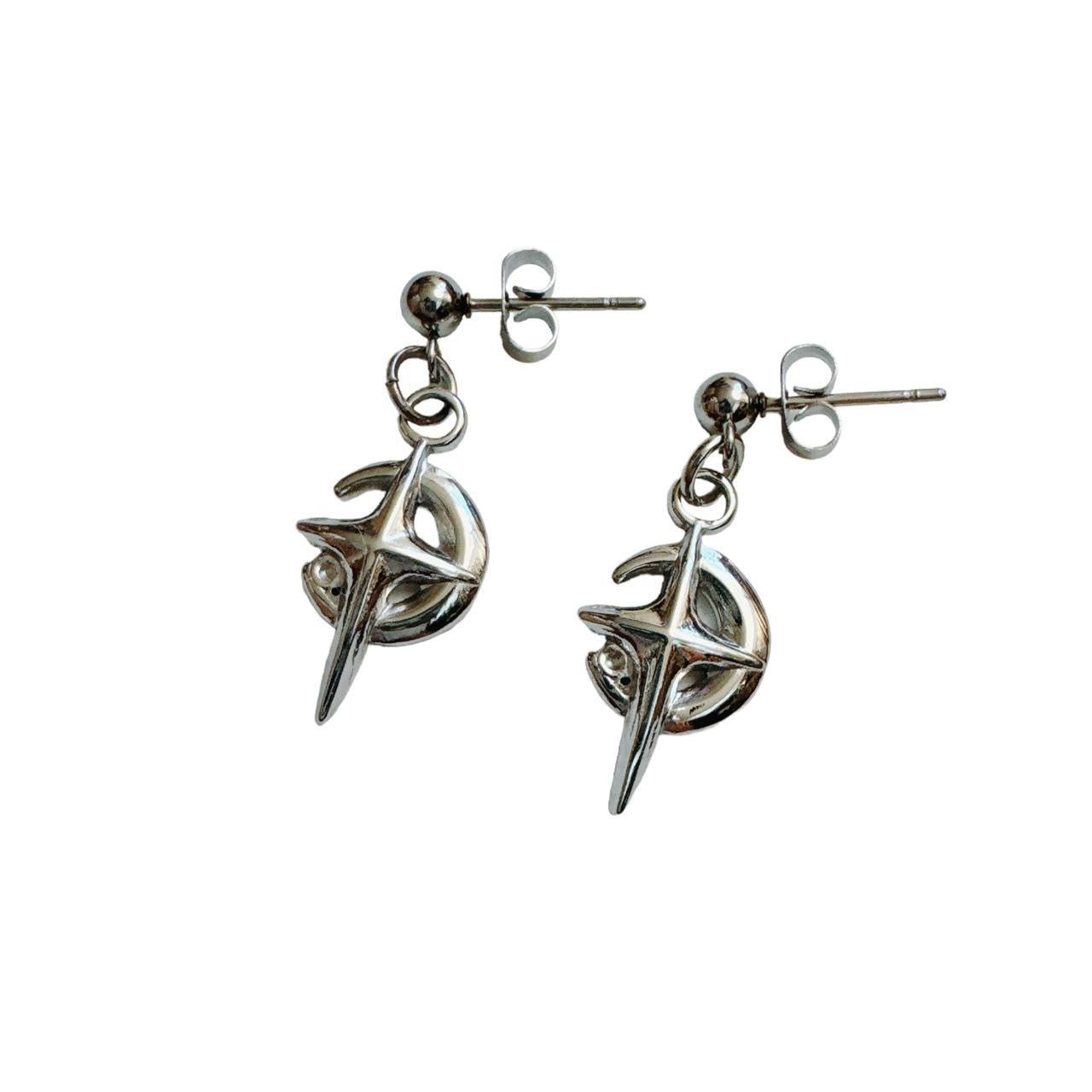 Silver Star Sparkle Moon Earrings