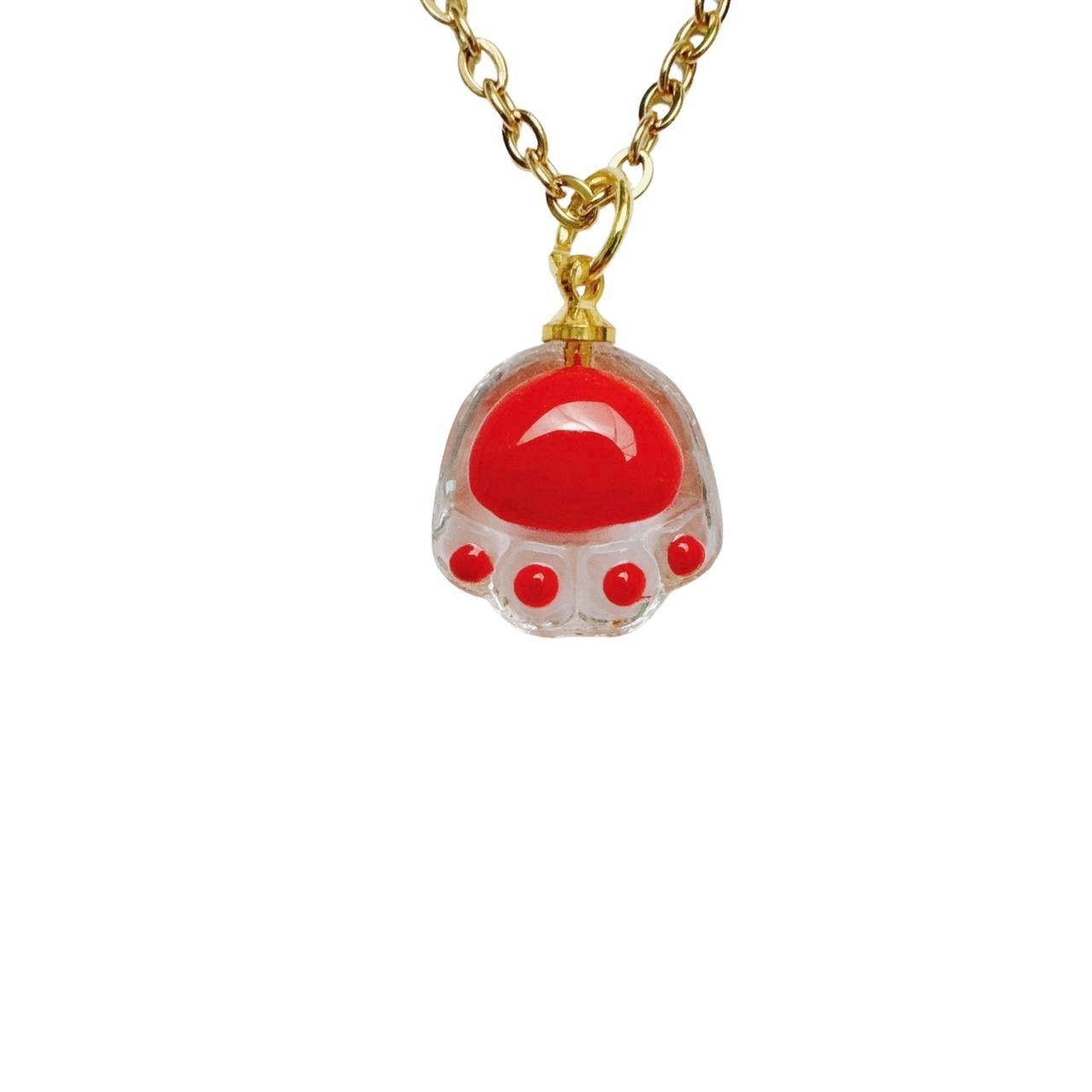 Red Glass Paw Necklace