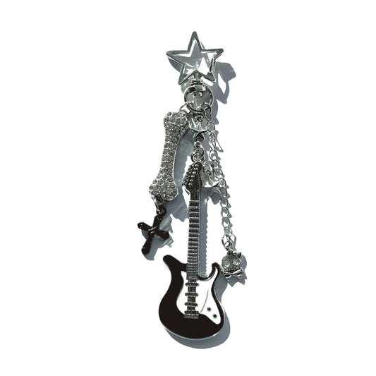 Rockstar Gf Keychain - Rhinestone Bone