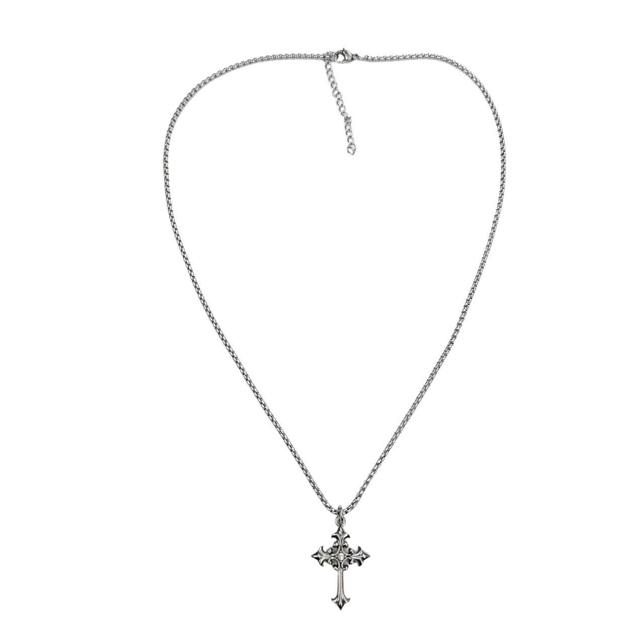 Grunge Rhinestone Cross Necklace