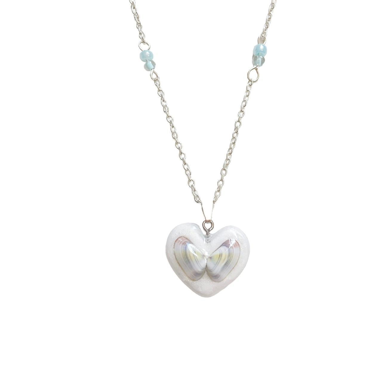 Butterfly Seashell Heart Necklace