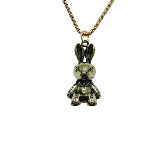 Gold Stitched Bunny Necklace