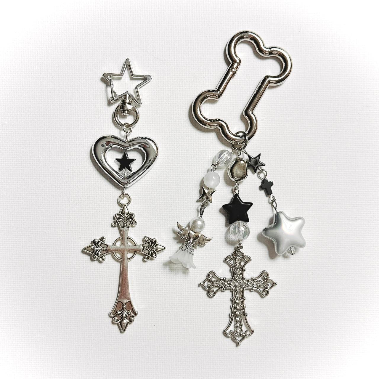 heart cross keychain - large cross version